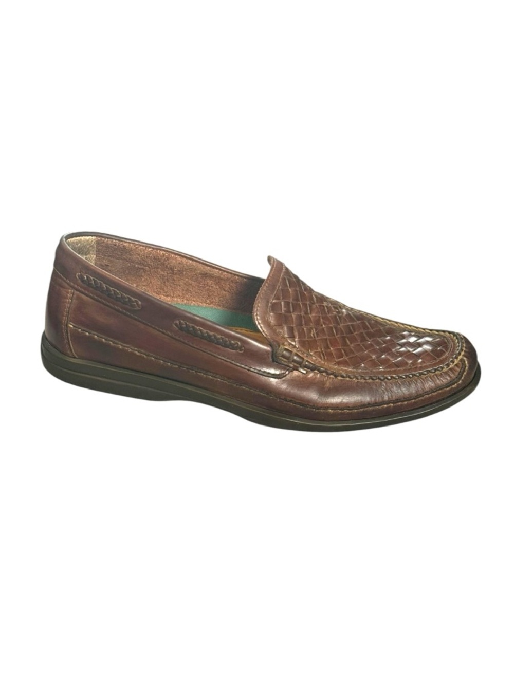 Johnston & Murphy Woven Leather Loafers Brown J&M Flex Slip On Comfort 10 1/2 - Picture 5 of 11